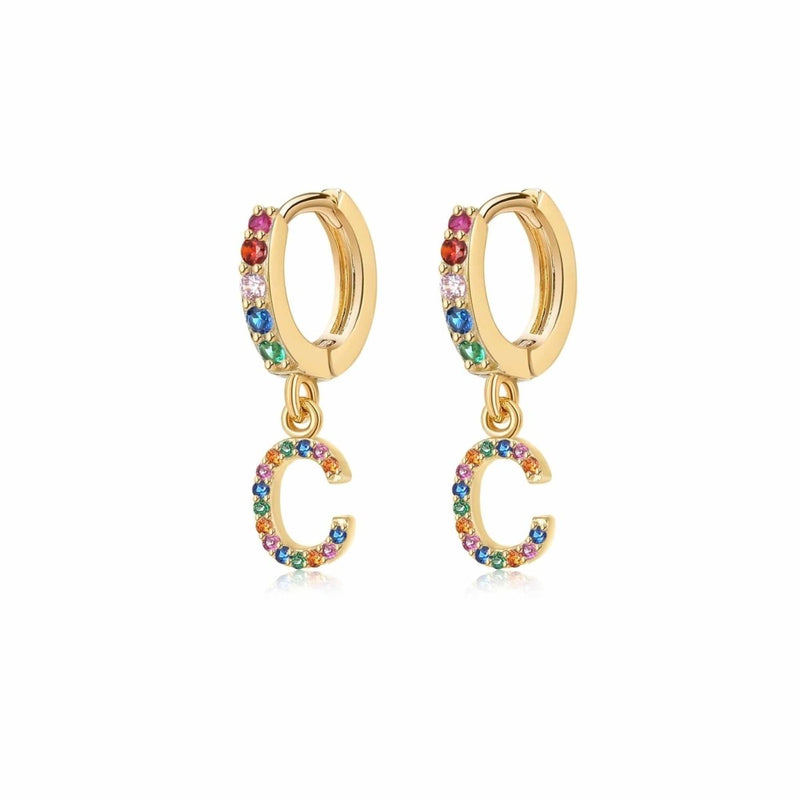 Pendientes Inicial Rainbow - Hoops - LePetiteMarie