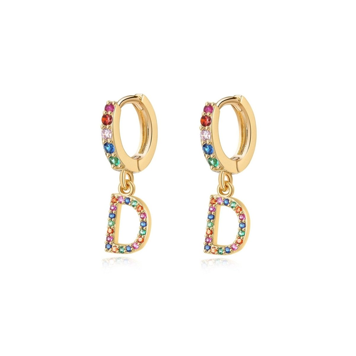 Pendientes Inicial Rainbow - Hoops - LePetiteMarie