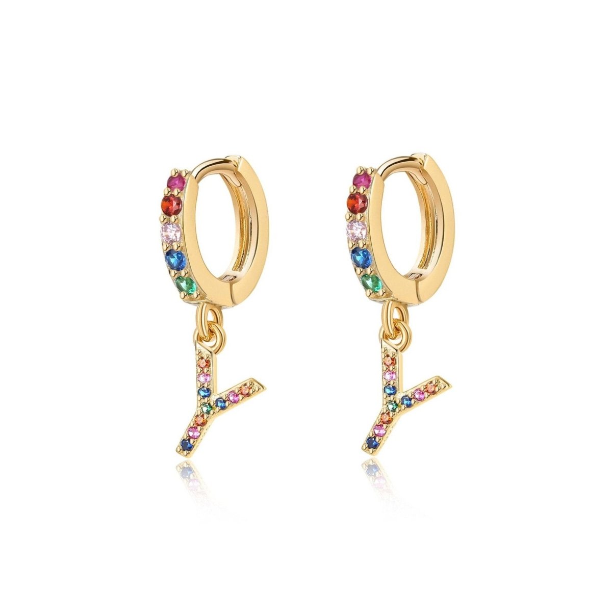 Pendientes Inicial Rainbow - Hoops - LePetiteMarie