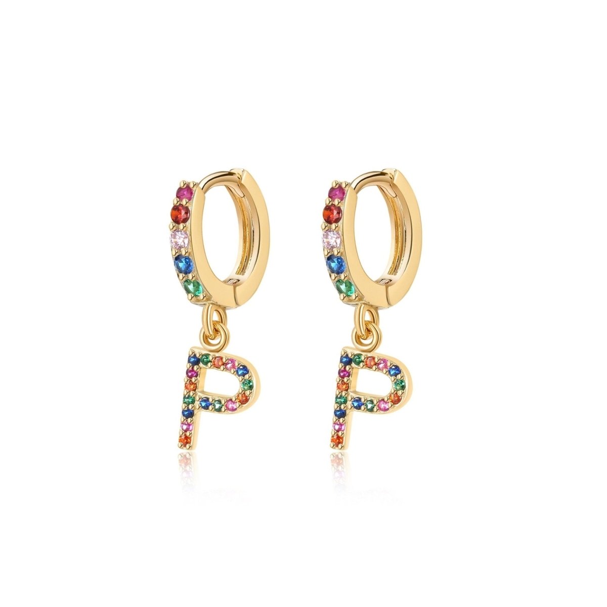 Pendientes Inicial Rainbow - Hoops - LePetiteMarie