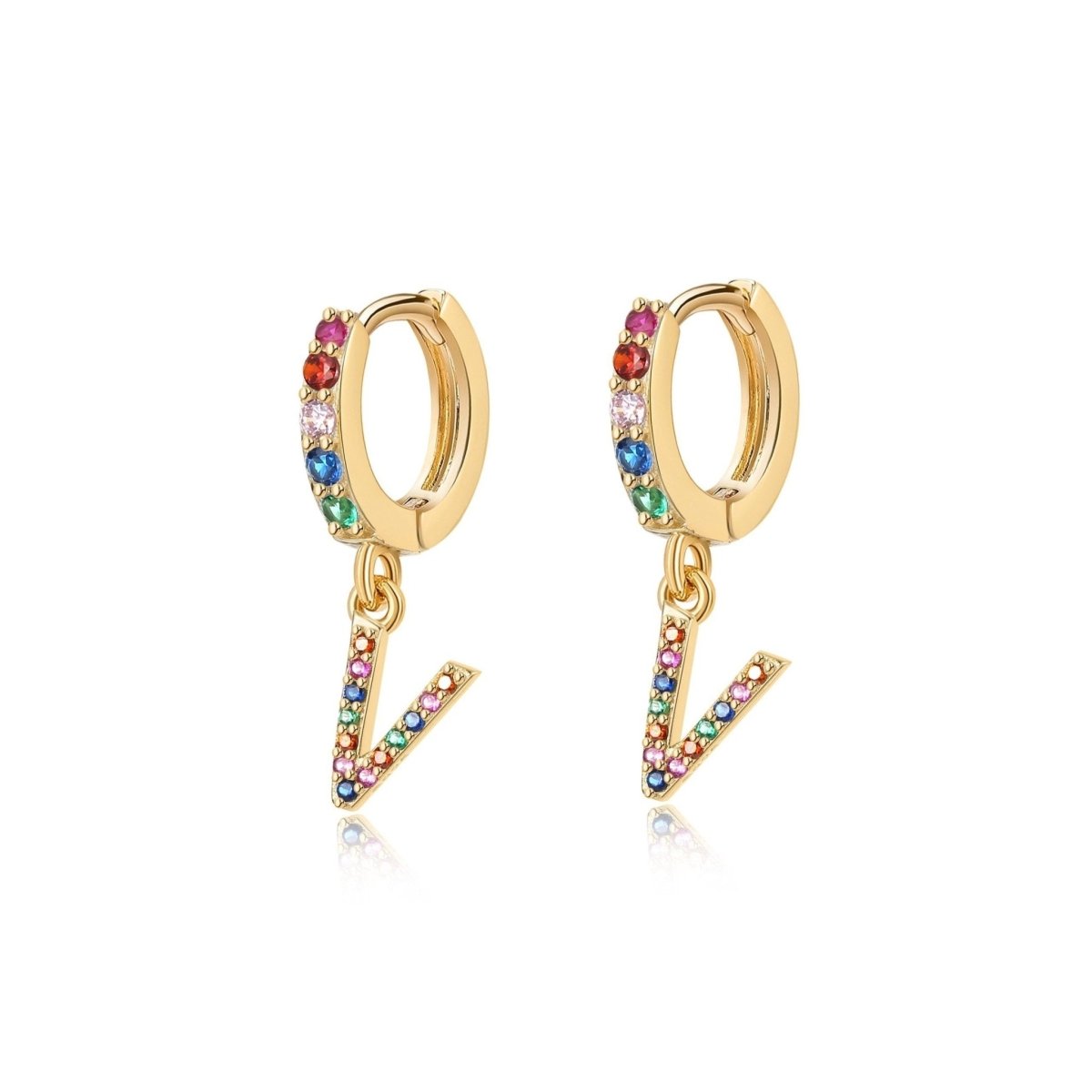 Pendientes Inicial Rainbow - Hoops - LePetiteMarie