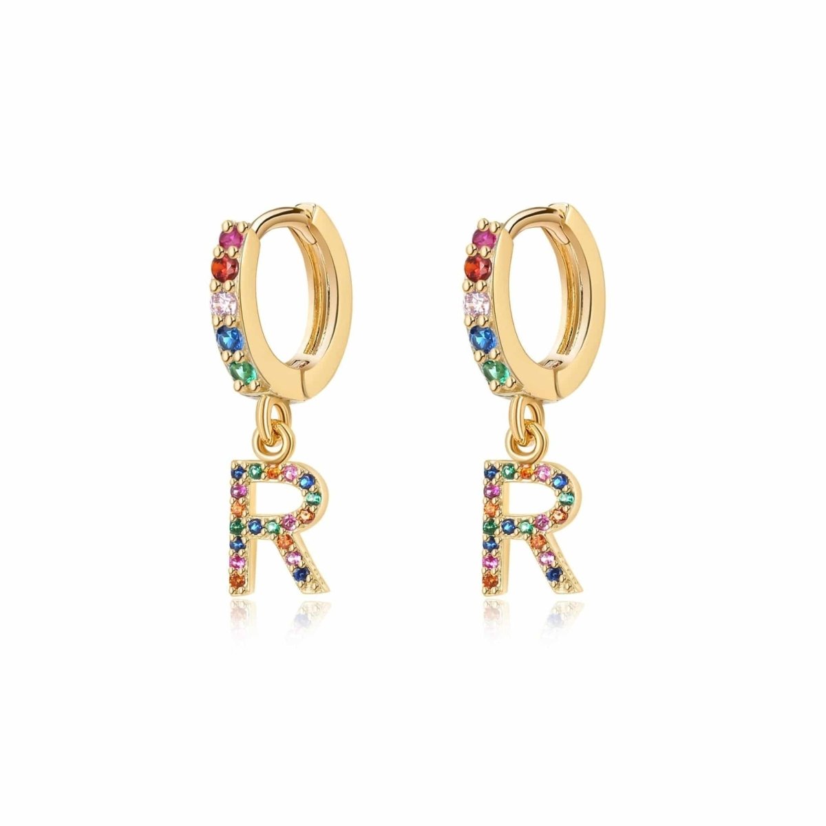 Pendientes Inicial Rainbow - Hoops - LePetiteMarie