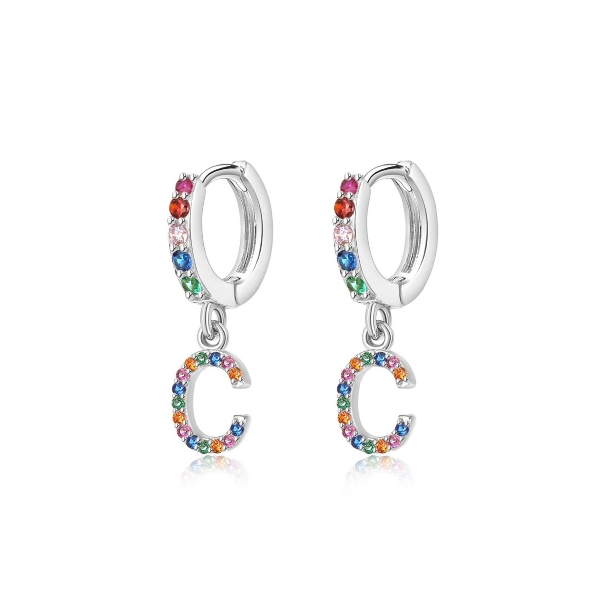 Pendientes Inicial Rainbow - Hoops - LePetiteMarie